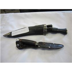 GUTTING KNIFE W/ SHEATH, 2 MINI KNIVES, AND OTHER KNIFE