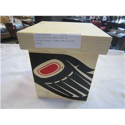 FIRST NATIONS WOOD BOX W/ ETCHED GLASS D AMOS AND KILLER WHALE