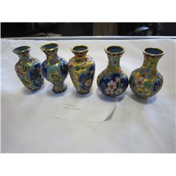5 MINI CLOISONNE VASES