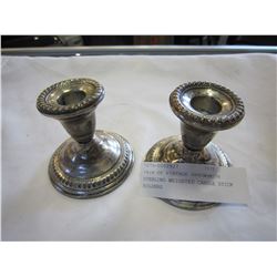 PAIR OF VINTAGE ARROWSMITH STERLING WEIGHTED CANDLE STICK HOLDERS
