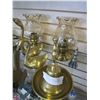 Image 2 : LOT OF VINTAGE BRASS CANDLE HOLDERS, BELLS, AND BAROMETER