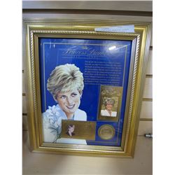 PRINCESS DIANA MEMORIAL PLAQUE 22KT GOLD CARDS AND SILVER COIN