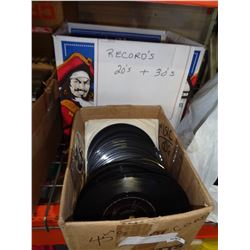 2 BOXES OF RECORDS AND 45s
