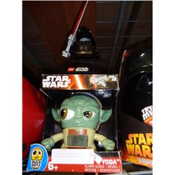 YODA ALARM CLOCK AND DARTH VADER LIGHT SABER TOY