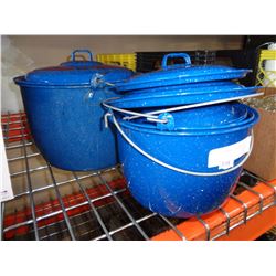 10PC BLUE ENAMEL POT SET