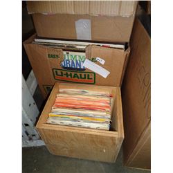 BOX OF RECORDS AND 45s