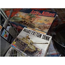 AXIS AND ALLIES GAME AND PATTON TANK MODEL