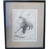 Image 1 : bronc rider, appears to be a Borein etching