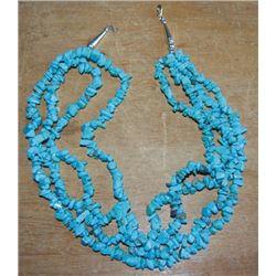 necklace with 4 strands of Kingman turquoise nuggets