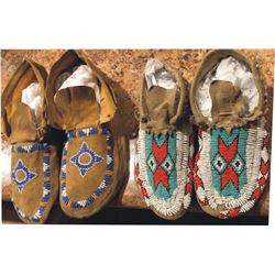 2 pairs of beaded moccasins