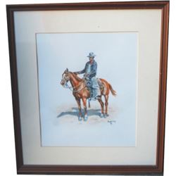 Paul Sollosy litho, horse and rider