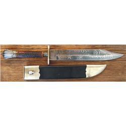 Miller Bros 101 Ranch etched blade 16" clip point bowie