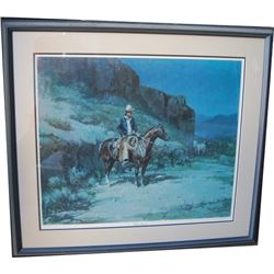 framed Olaf Wieghorst (1899-1988) print, Calif Wrangler