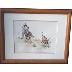 framed Paul Sollosy litho,