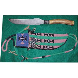 double shear trade knife and Cheyenne beaded scabbard