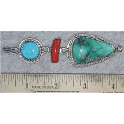 Kingman, AZ turquoise and blood coral pennant