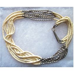 Indian necklace with silver and white trade beads