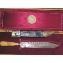 Buffalo Bill bowie knife dated 1897, etched blade 16" long