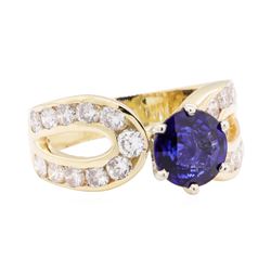 2.67 ctw Sapphire And Diamond Ring - 14KT Yellow Gold