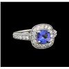 Image 1 : 14KT White Gold 1.23 ctw Tanzanite and Diamond Ring