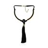 Image 1 : Silk Tassel Pendant Necklace - Rhodium Plated