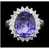 Image 2 : 7.50 ctw Tanzanite and Diamond Ring - 14KT White Gold