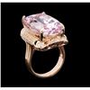 Image 4 : 31.26 ctw Kunzite and Diamond Ring - 14KT Rose Gold