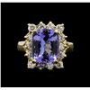 Image 2 : 14KT Yellow Gold 5.15 ctw Tanzanite and Diamond Ring