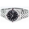 Image 6 : Rolex Mens Stainless Steel Silver Black Roman Diamond & Ruby Datejust Wristwatch