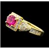 Image 1 : 1.99 ctw Pink Tourmaline and Diamond Ring - 18KT Yellow Gold