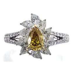 1.04 ctw Orange Diamond Ring - 18KT Two-Tone Gold