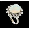 Image 4 : 3.20 ctw Opal and Diamond Ring - 14KT White Gold