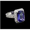 4.95 ctw Tanzanite and Diamond Ring - 14KT White Gold