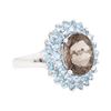 5.15 ctw Smoky Quartz and Blue Topaz Ring - 14KT White Gold