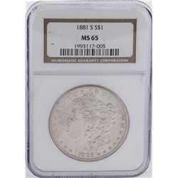 1881-S $1 Morgan Silver Dollar Coin NGC MS65