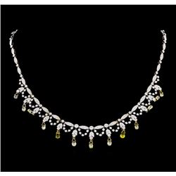 4.83 ctw Diamond and Yellow Sapphire Necklace - 18KT White Gold