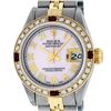 Image 2 : Rolex Ladies 2 Tone 14K Pink MOP Diamond & Ruby Datejust Wristwatch