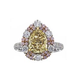 3.16 ctw Fancy Yellow Diamond Ring - 18KT Two-Tone Gold