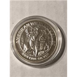 999 Fine Silver 1oz DEADWOOD South Dakota BUCK Wildlife Series