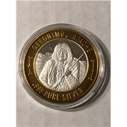 999 Pure Silver Casino Coin GERONIMO APACHE Native American Series