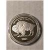 Image 1 : 999 Fine Silver 1oz 2001 BISON Proof Coin in Hard Display Capsule