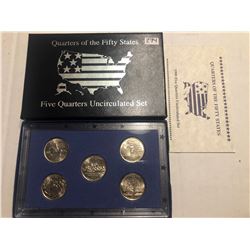 State Quarters UNC 5 Set in Mint Box with Paperwork has DE GA NJ PA CT