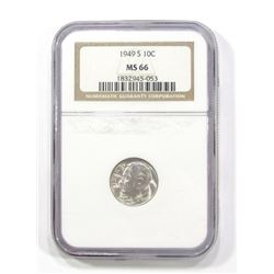 1949-S ROOSEVELT DIME NGC MS66 KEY DATE