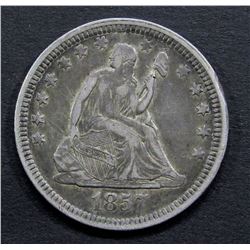 1857 SEATED QUARTER- VF - SCRATCHES REV