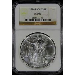 1994 AMERICAN SILVER EAGLE NGC MS 69