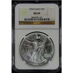 1994 AMERICAN SILVER EAGLE NGC MS 69