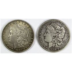 1896-S VG & 1881-O VF MORGAN $