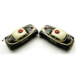 2 VINTAGE TIN TOY POLICE CARS