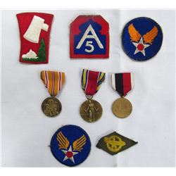WWII US ARMY MEDAL & PATCH LOT