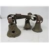 Image 1 : SET OF 3 HARNESS BELLS (BRASS)  *1 BELL IS 1878 SAIGNELEGIER, SWITZERLAND - DAMAGED*